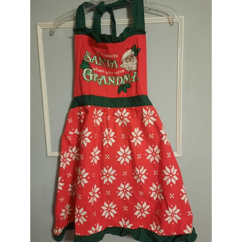 Christmas Holiday Kitchen Apron  Who Needs Santa When You Have Grandma